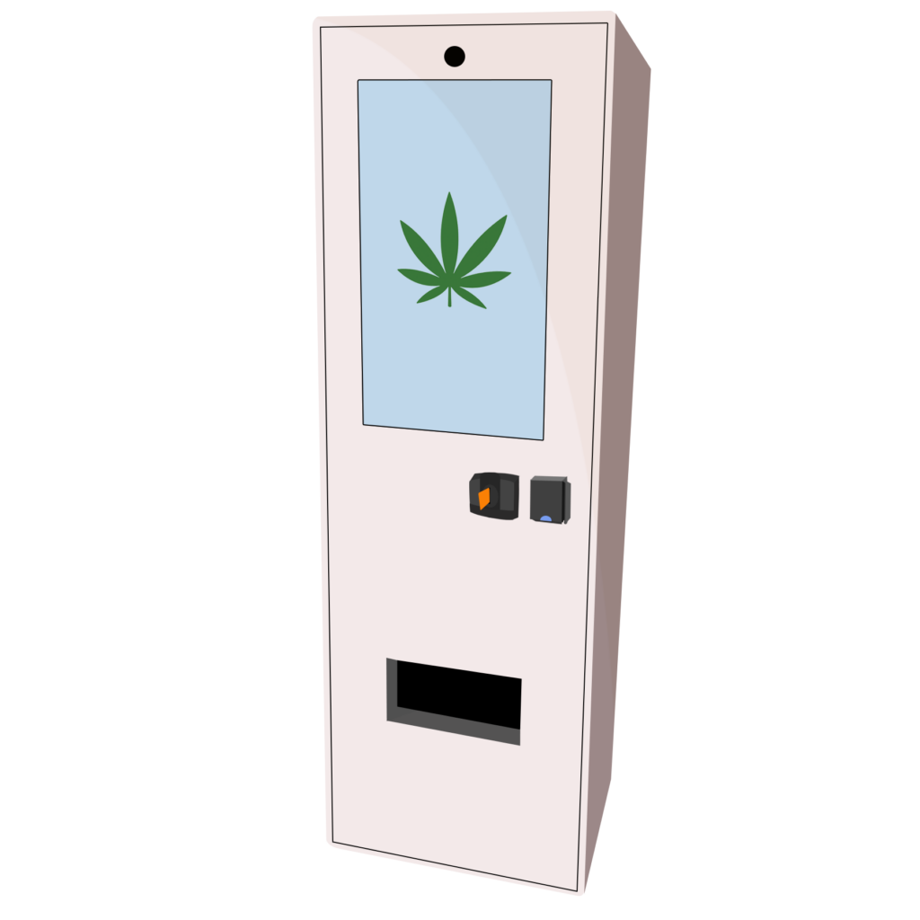 white illustration of a cannabis vending machine