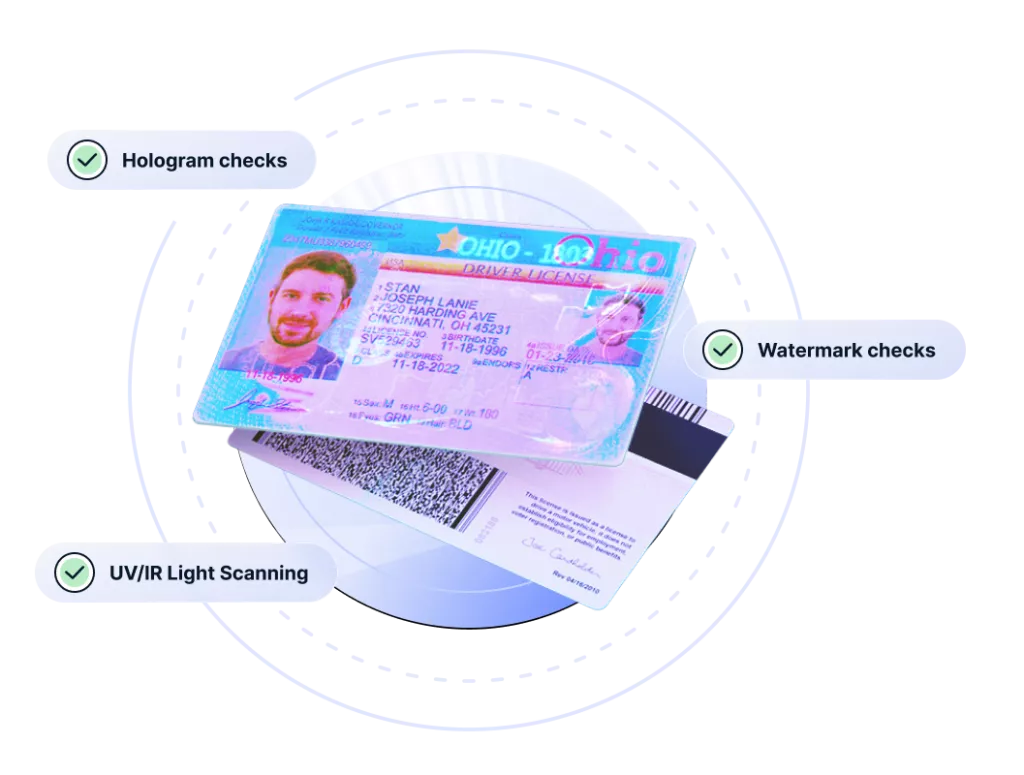 ID being authenticated with ultraviolet light