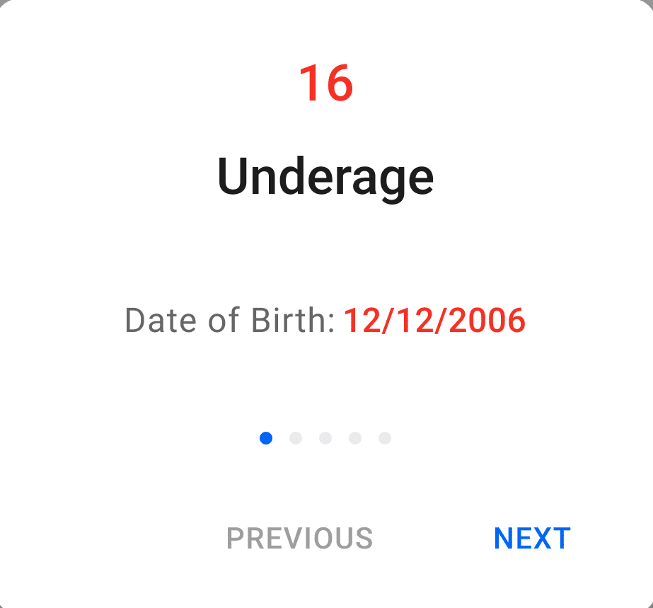 Underage ID popup inside VeriScan