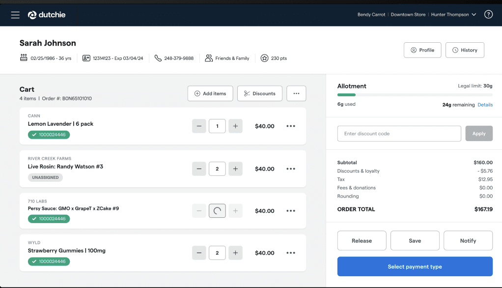 Screenshot of the Dutchie ID scanning process