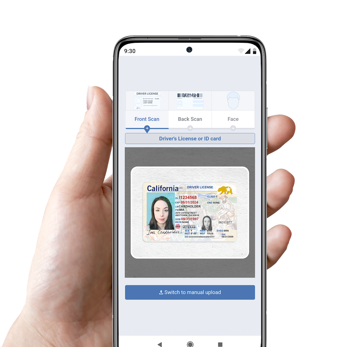 digital identity verification using OCR to read the front of an ID