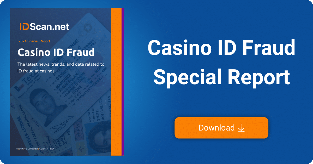 Special casino ID fraud report showing an the latest news, trends, and data related to ID Fraud at casinos