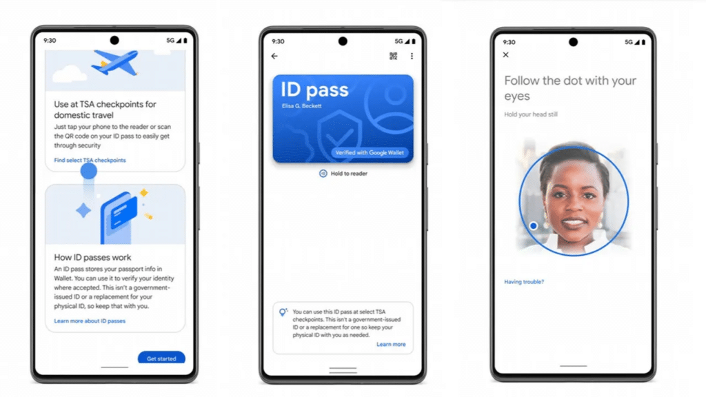 Google Wallet digital ID verification process using passport