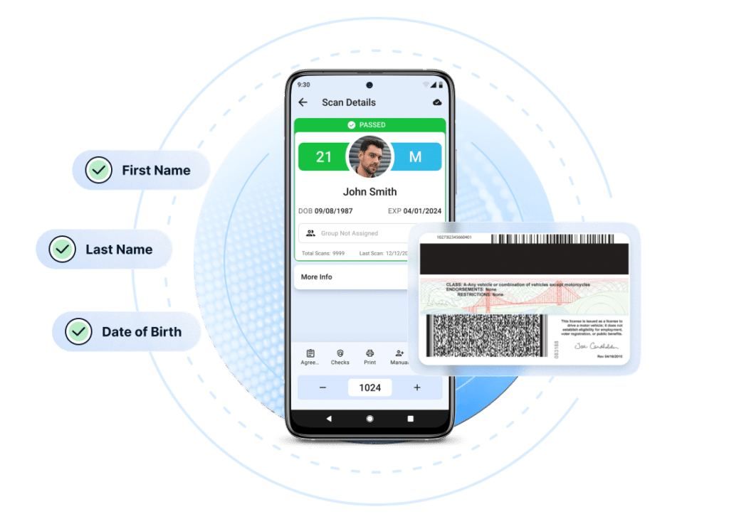 ID parsing application on a mobile device