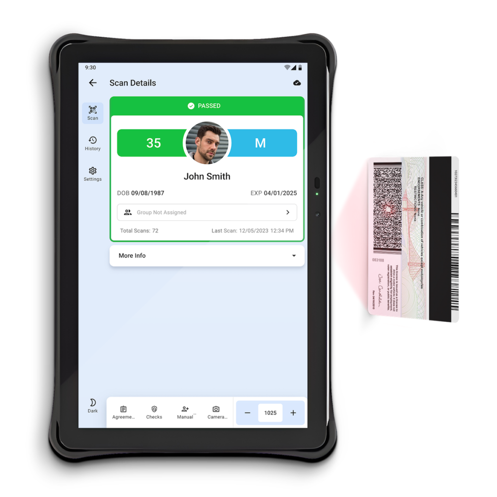 Custom America T Range tablet scanning an ID using VeriScan software