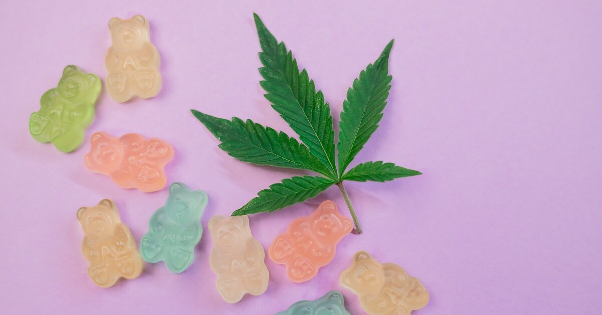 cannabis leaf with gummy bears