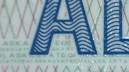 Microprint example from Alaska ID