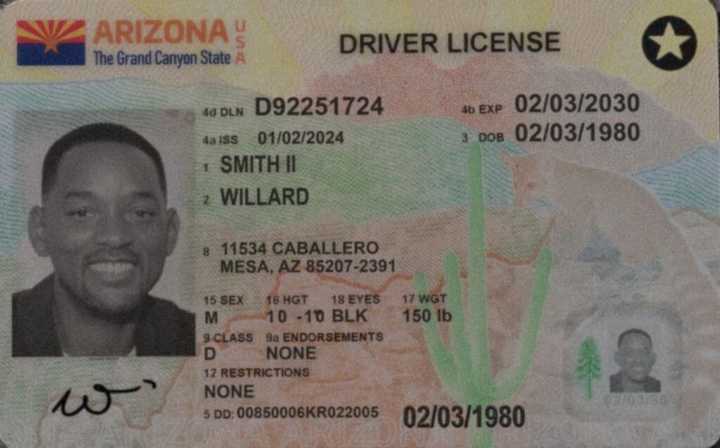 AI-generated fake ID from Arizona