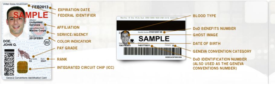 Military ID and CAC sample card
