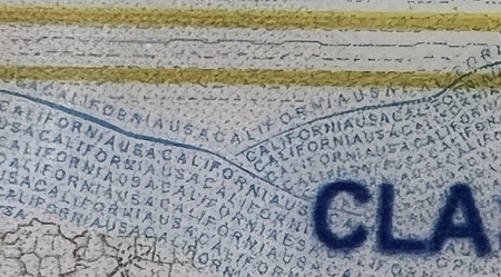 Microprint example from California ID