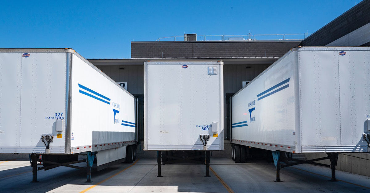 Cargo trucks at loading dock