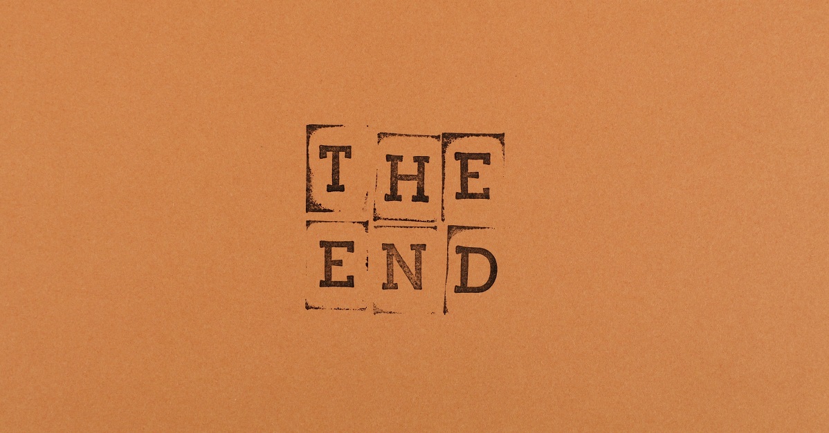 The end stamped on paper