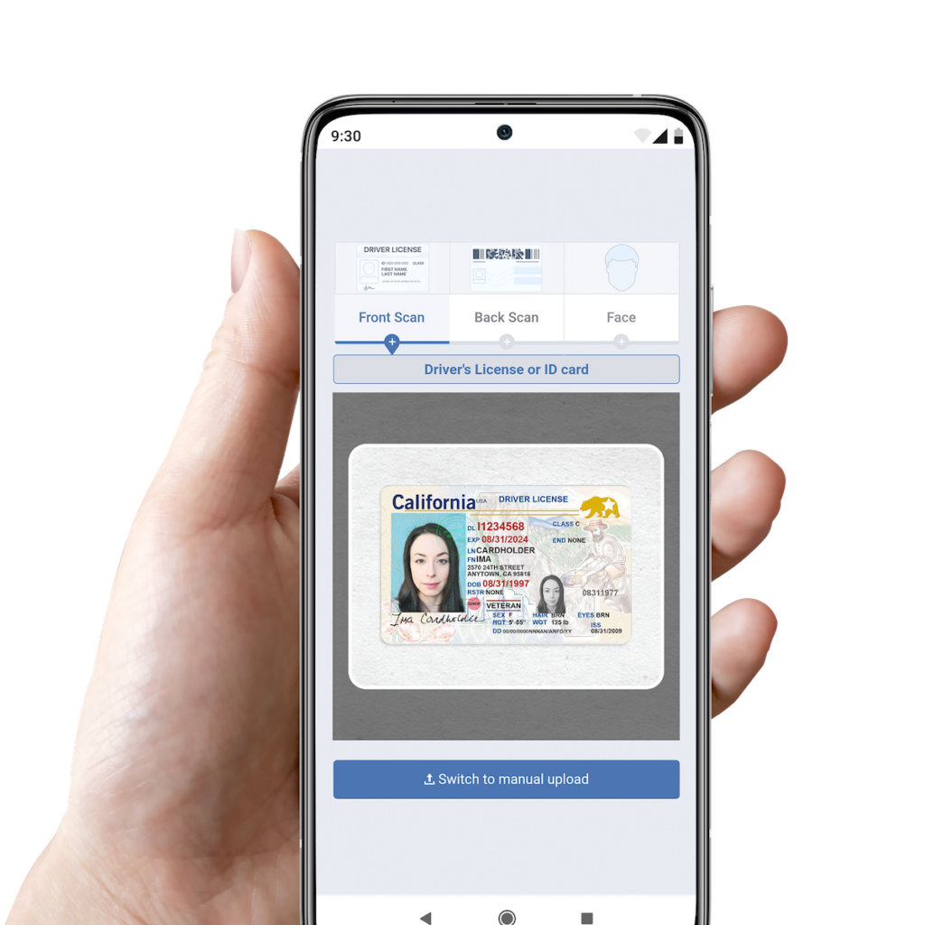 digital identity verification using OCR to read the front of an ID