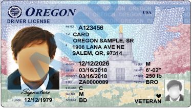 Oregon sample drivers license