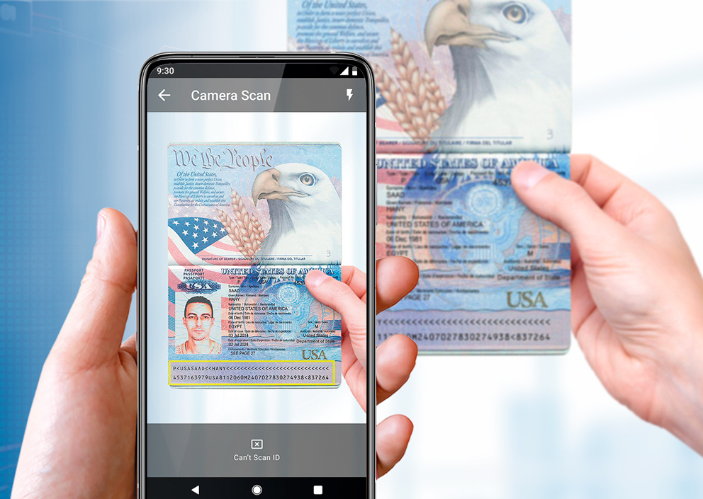 a passport being scanned using a mobile device with passport scanning software