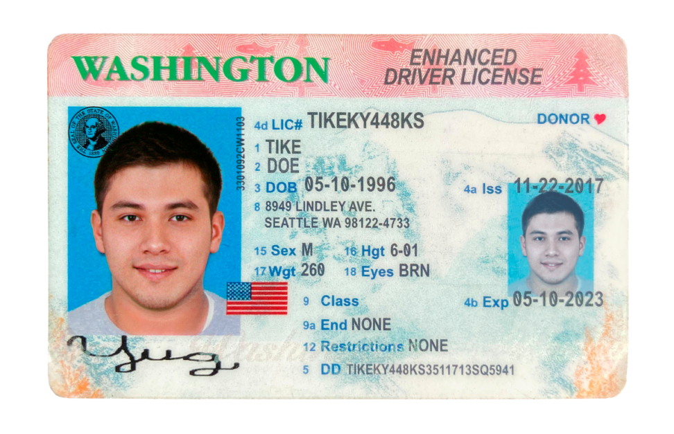 Washington sample drivers license