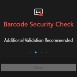 In-app popup in VeriScan when a fake ID fails 2D barcode security checks