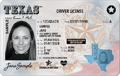 New Texas driver's license and identification card