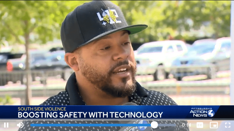 Man being interviewed by WTAE Pittsburgh on bar security