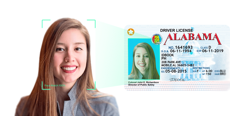 ID being scanned and compared to person's face