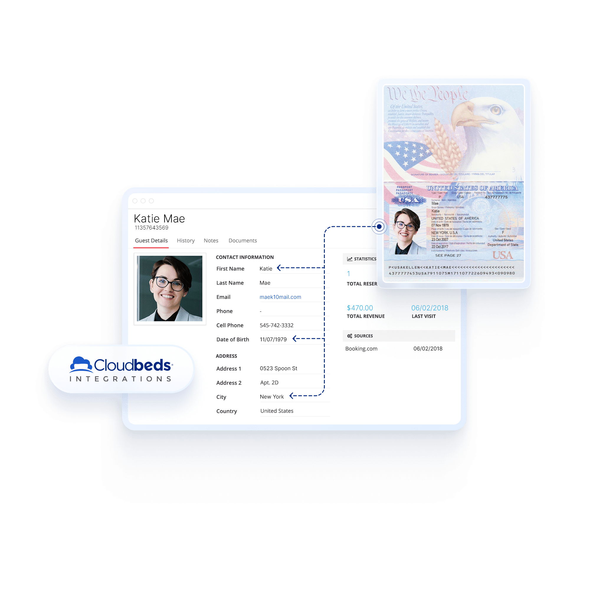 A passport being parsed using data automation software, ParseLink