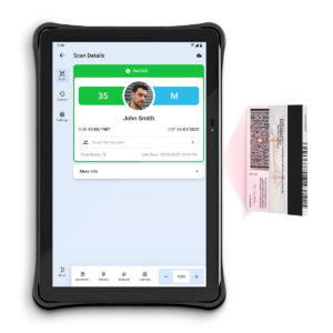 Custom America T Range tablet scanning an ID using VeriScan software