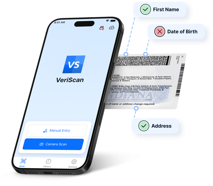 DMV-DLDV checks in VeriScan