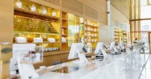 Cannabis dispensary with only one staff member at checkout counter