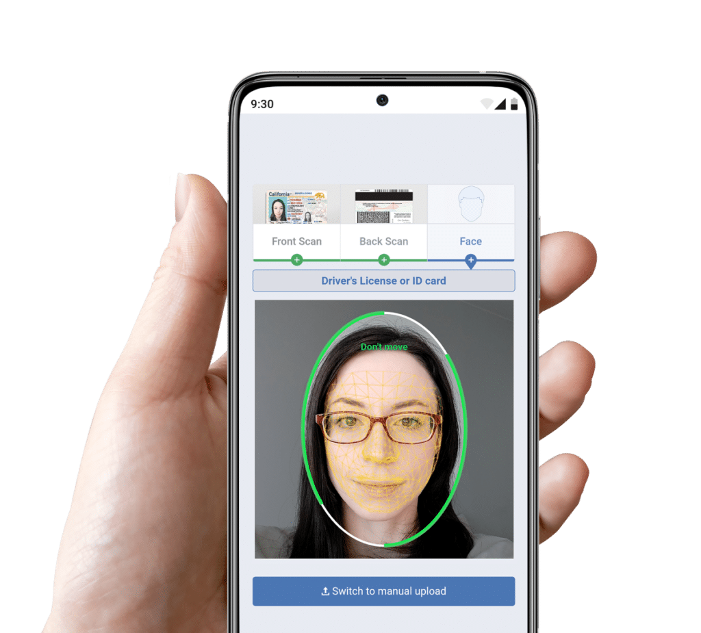 Face matching with anti spoofing instructions on a mobile device