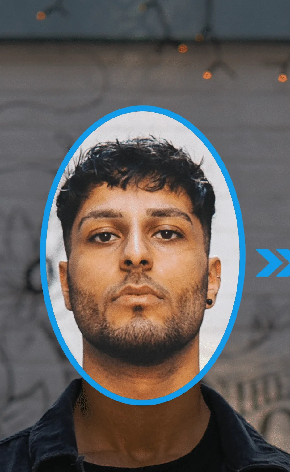Man with his face being matched by software