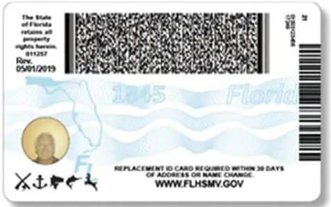 Blurry Florida barcode on back of driver's license