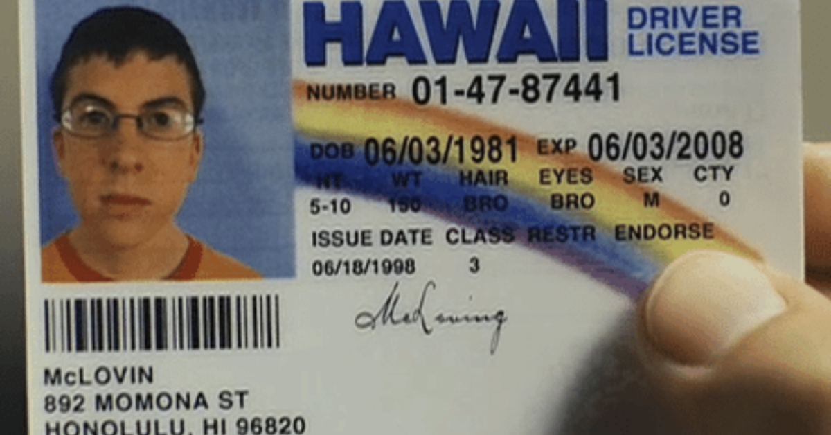 McLovin fake ID from Superbad