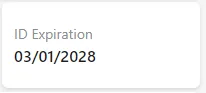 ID expiration date field example in VeriScan show the non expired date in black