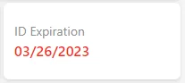 ID expiration date field example in VeriScan show the expired date in red