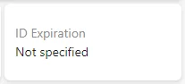 ID expiration date field example in VeriScan reading Not specified