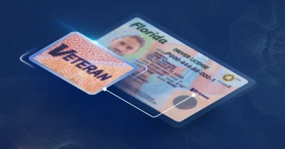 Zoomed in image of an ID showing a veterans symbol