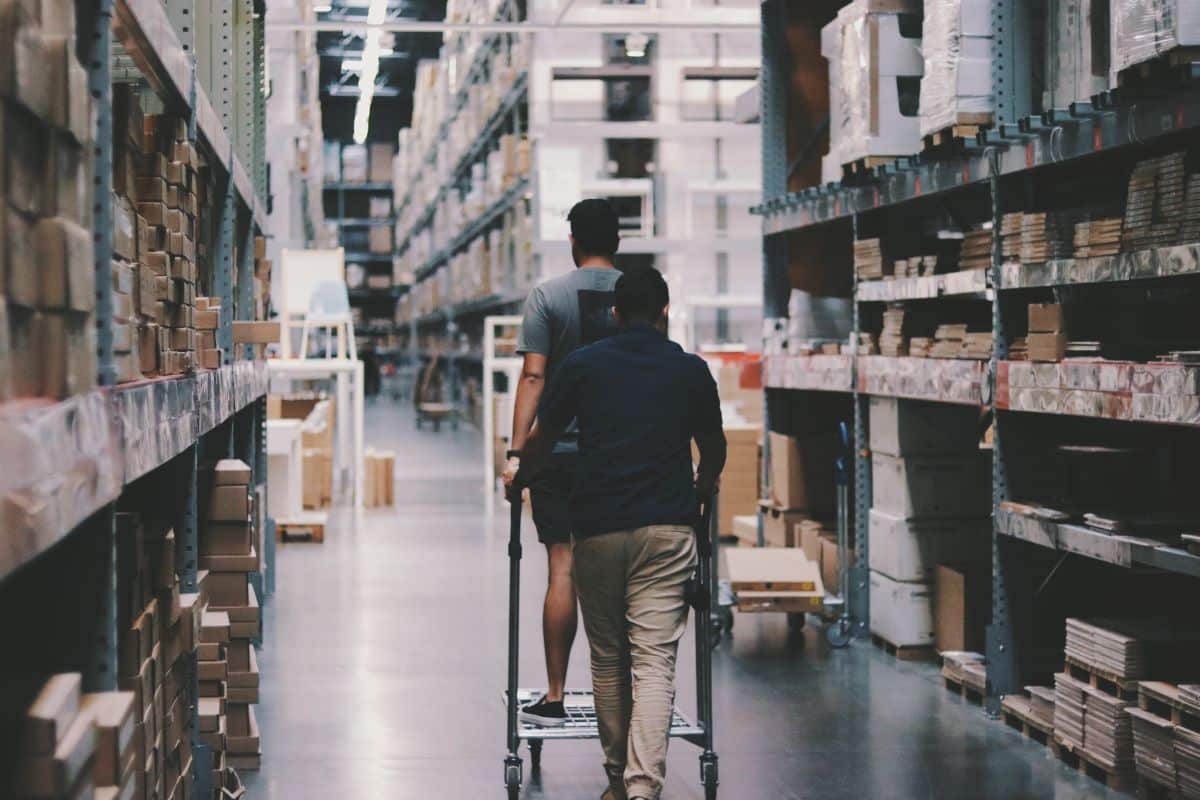 Employees in a logistics warehouse