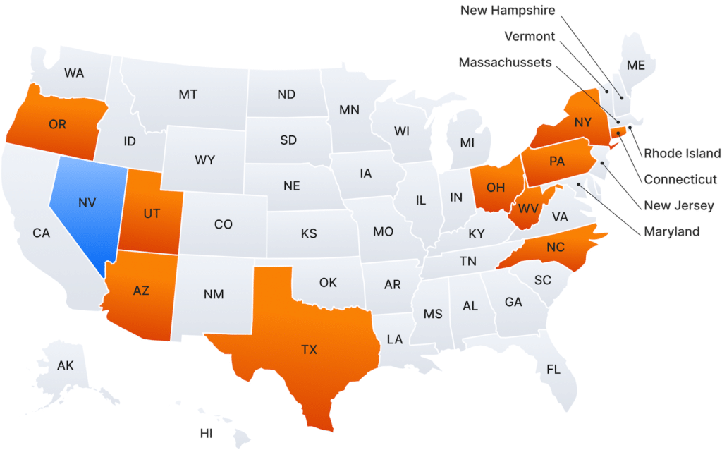 US map showing the states which offer affirmative defense for ID scanning