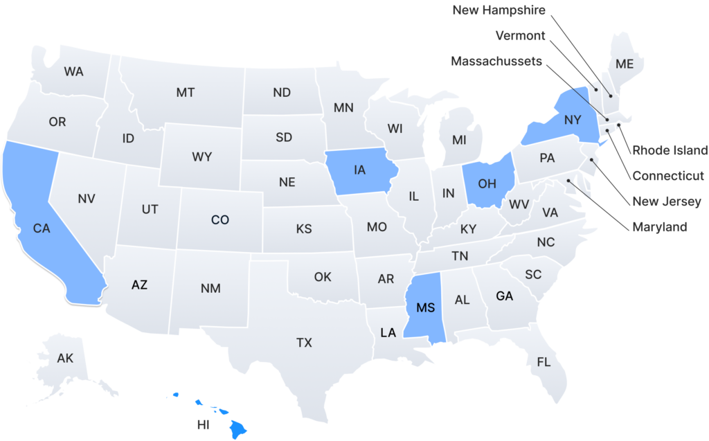 Map showing the states that implemented mobile IDs in 202