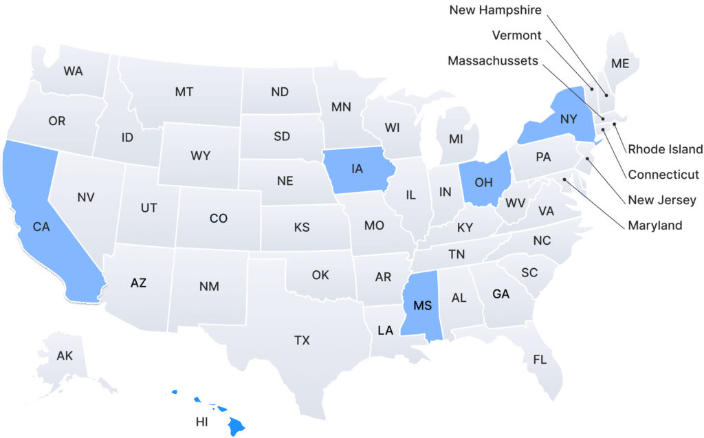 Map showing the states that implemented mobile IDs in 202