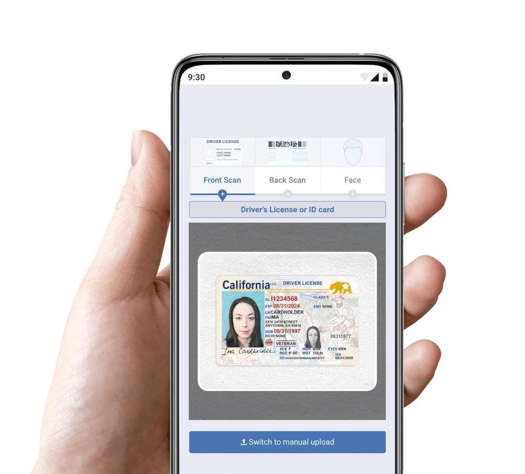 digital identity verification using OCR to read the front of an ID