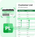 ParseLink logo and the back of an ID with the fields flowing into software