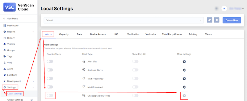Steps to turn on REAL ID compliance inside VeriScan