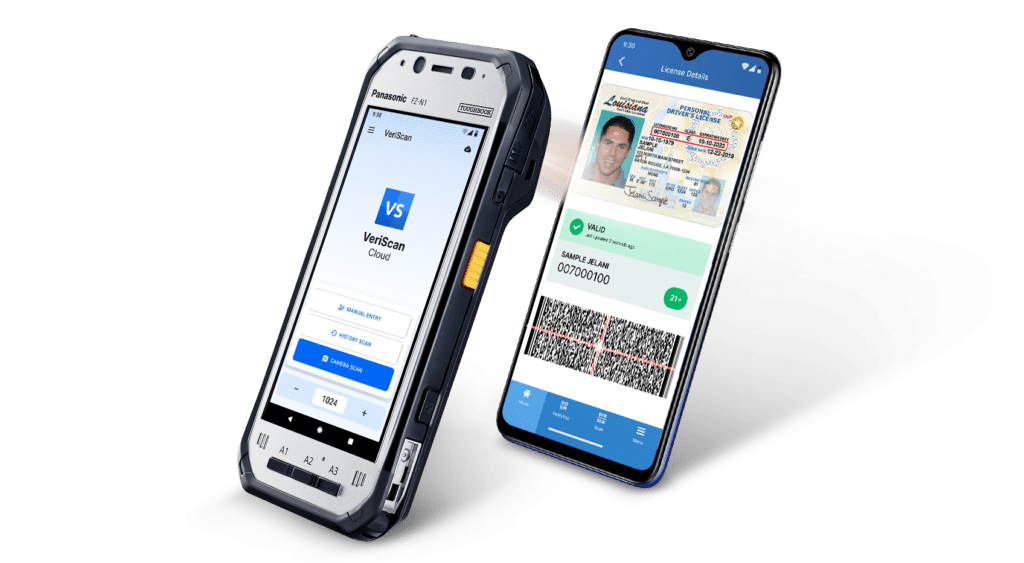 VeriScan app scanning a mobile drivers license
