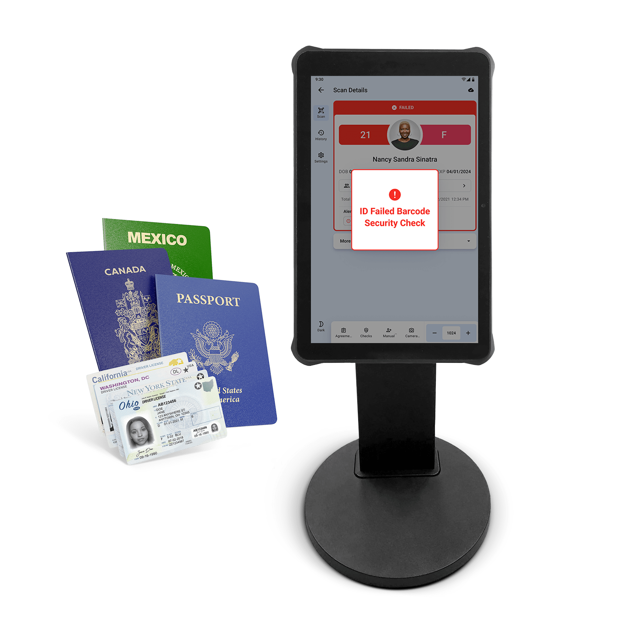 Unitech RT112 - Touchscreen Countertop Tablet ID Scanner with tabletop stand