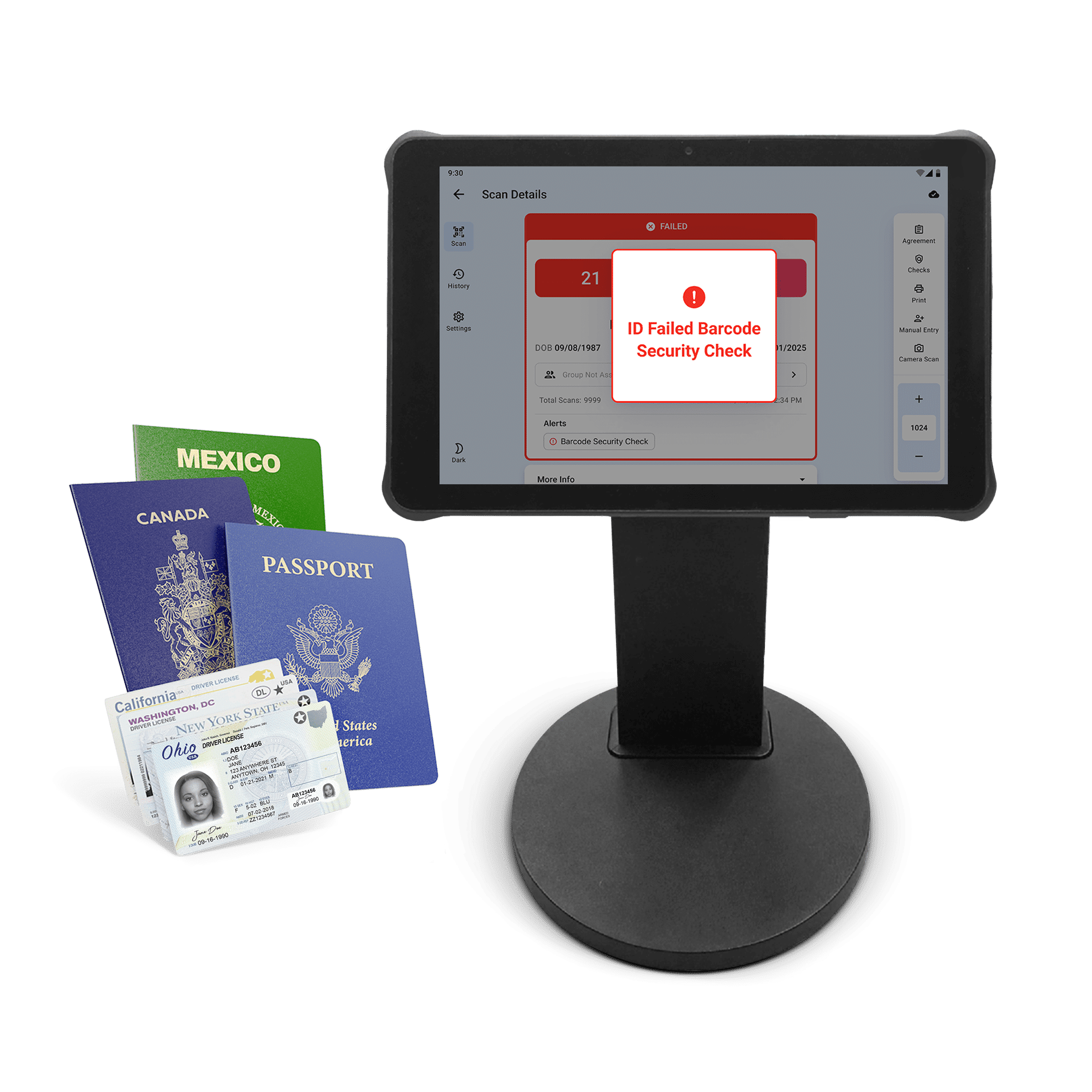 Unitech RT112 - Touchscreen Countertop Tablet ID Scanner with tabletop stand