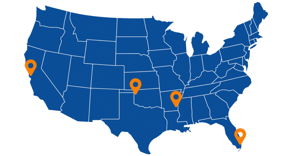 Locations of hotels surveyed using ID scanning