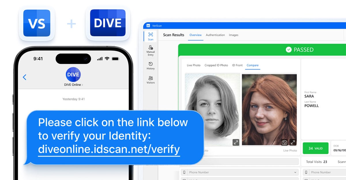 VeriScan customer sending identity verification link via SMS