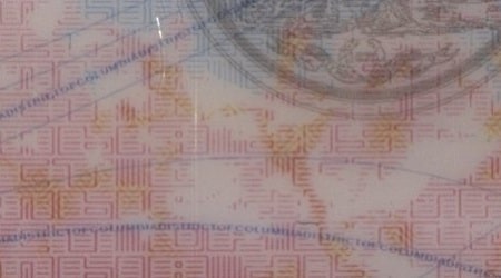 Microprint example from Washington D.C. ID