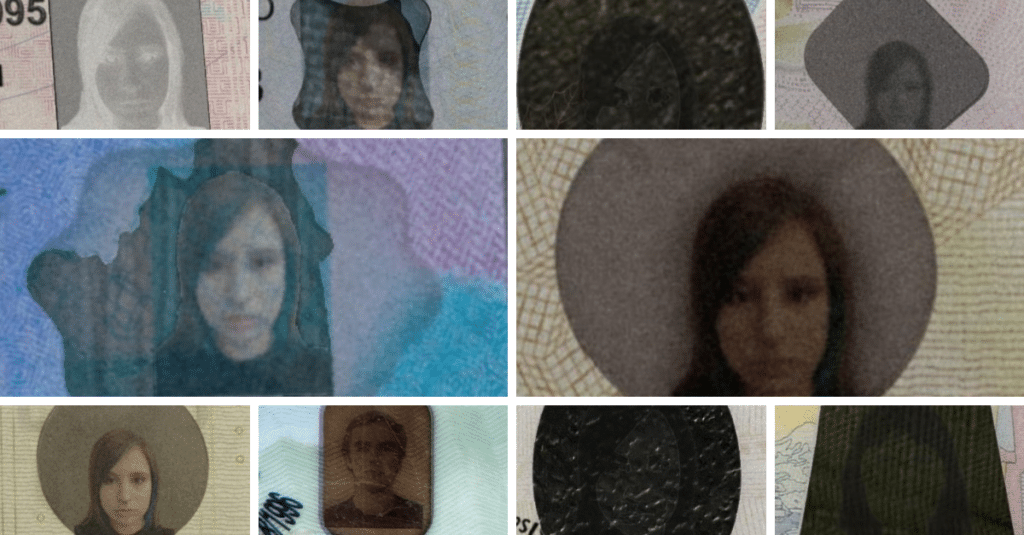 Examples of windowpane features on various state IDs